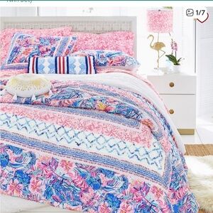 Lilly Pulitzer Pottery Barn Slathouse Soirée quilt & shams Sz Full / Queen